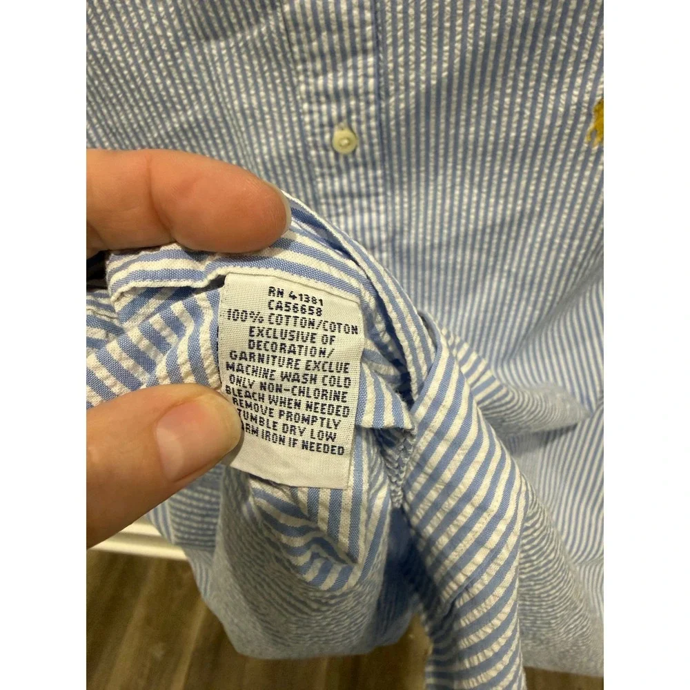 Polo Ralph Lauren Mens XL Seersucker Striped Short Sleeve Button Down Shirt - Picture 3 of 4